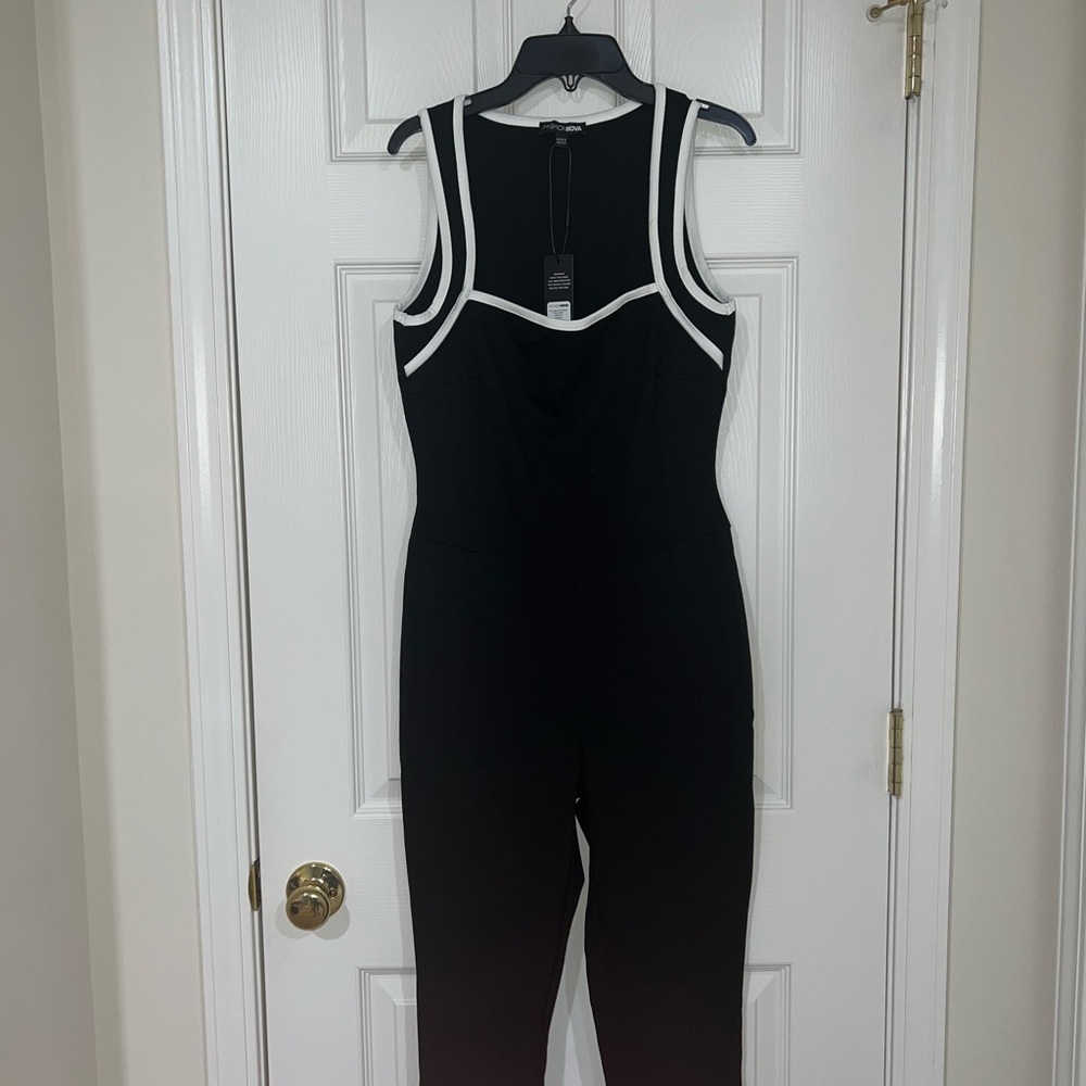 Fashion Nova Black and White Contrast Jumpsuit